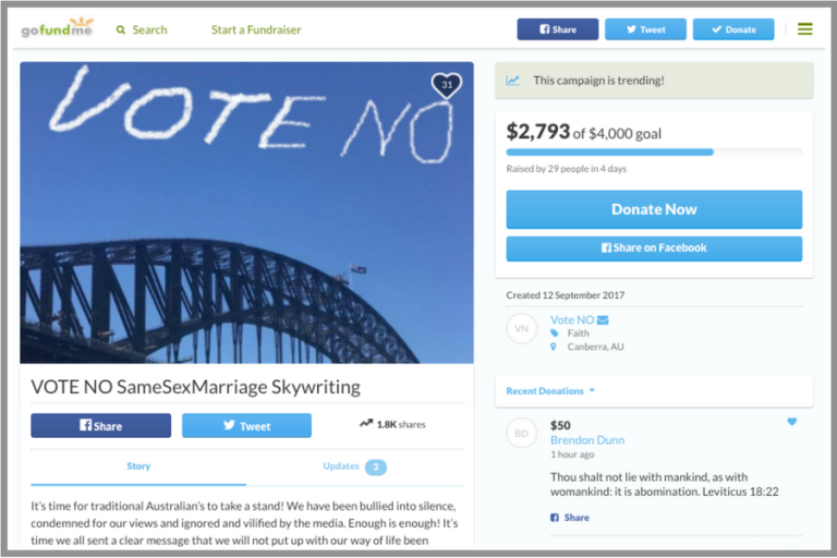 GoFundMe freeze access to the Sydney ‘Vote No’ skywriters funds