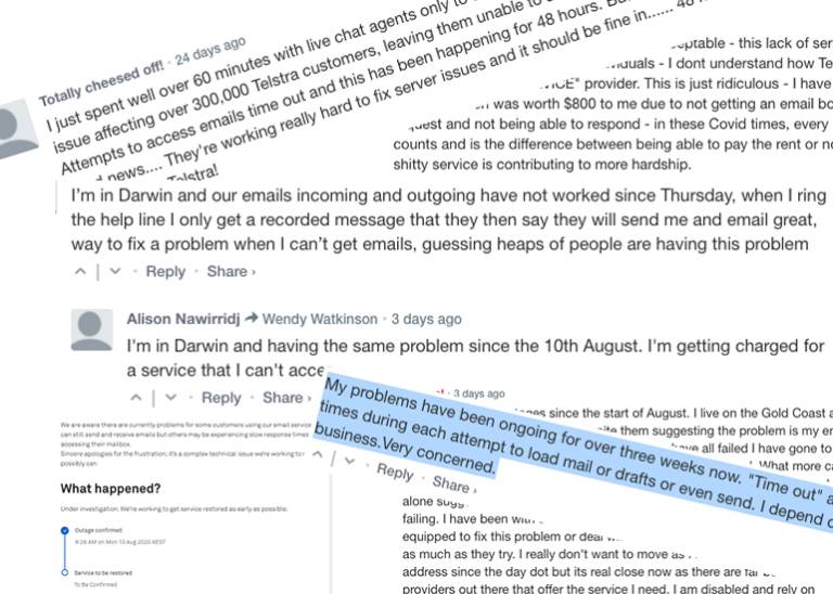 Tens of thousands of Telstra customers have had email problems for more than a month