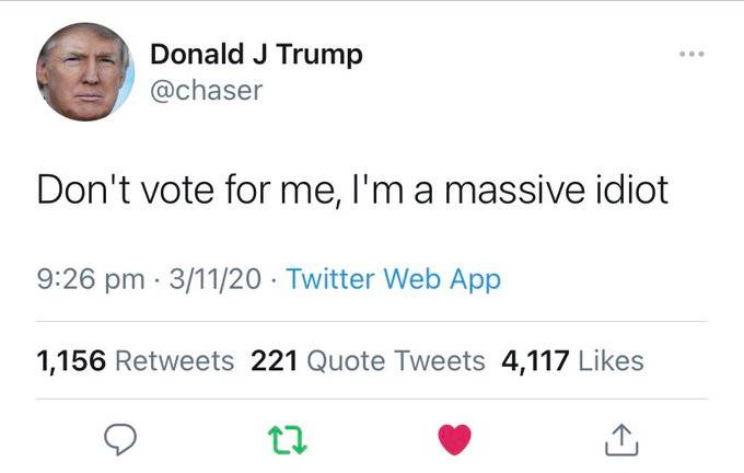 Twitter suspended The Chaser’s satire account after it pretended to be Trump saying ‘Don’t vote for me’