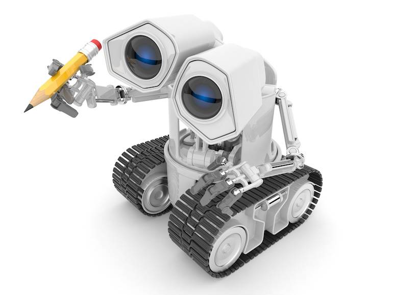 Robot, writing, pencil