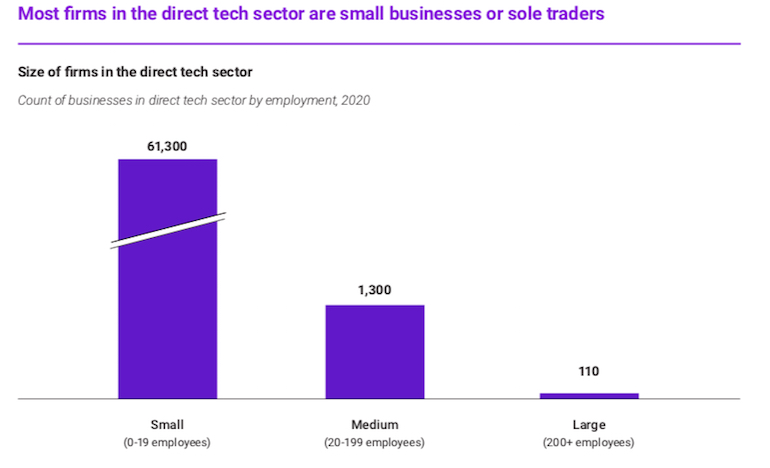 tech sector business sizes