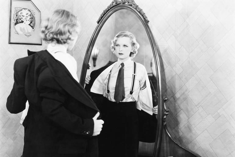 woman in man's suit