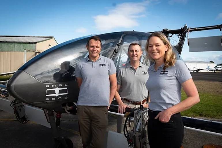 AMSL Aero chief engineer Andrew Moore, chair Chris Smallhorn, and COO Siobhan Lyndon