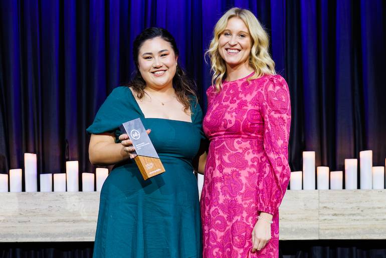 Youth in Motion founder Caitlin Tanaka and Firemark Ventures partner Rebecca Schot-Guppy.