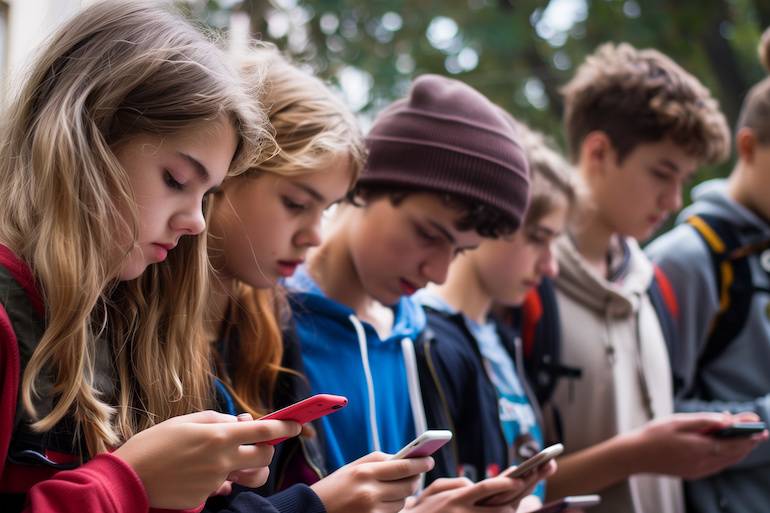 Kids on phones