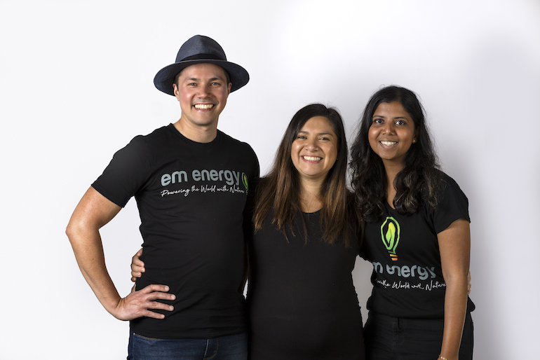 EM Energy team members Chris Wilson, Isabel Toasa and Kesha Manimaran