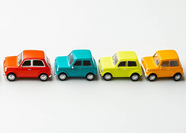 toys car in a line