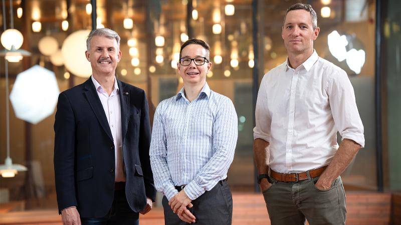 Bovotica CEO Dr Andrew Leech and founders Professor Gene Tyson and Professor Phil Pope. Source: supplied