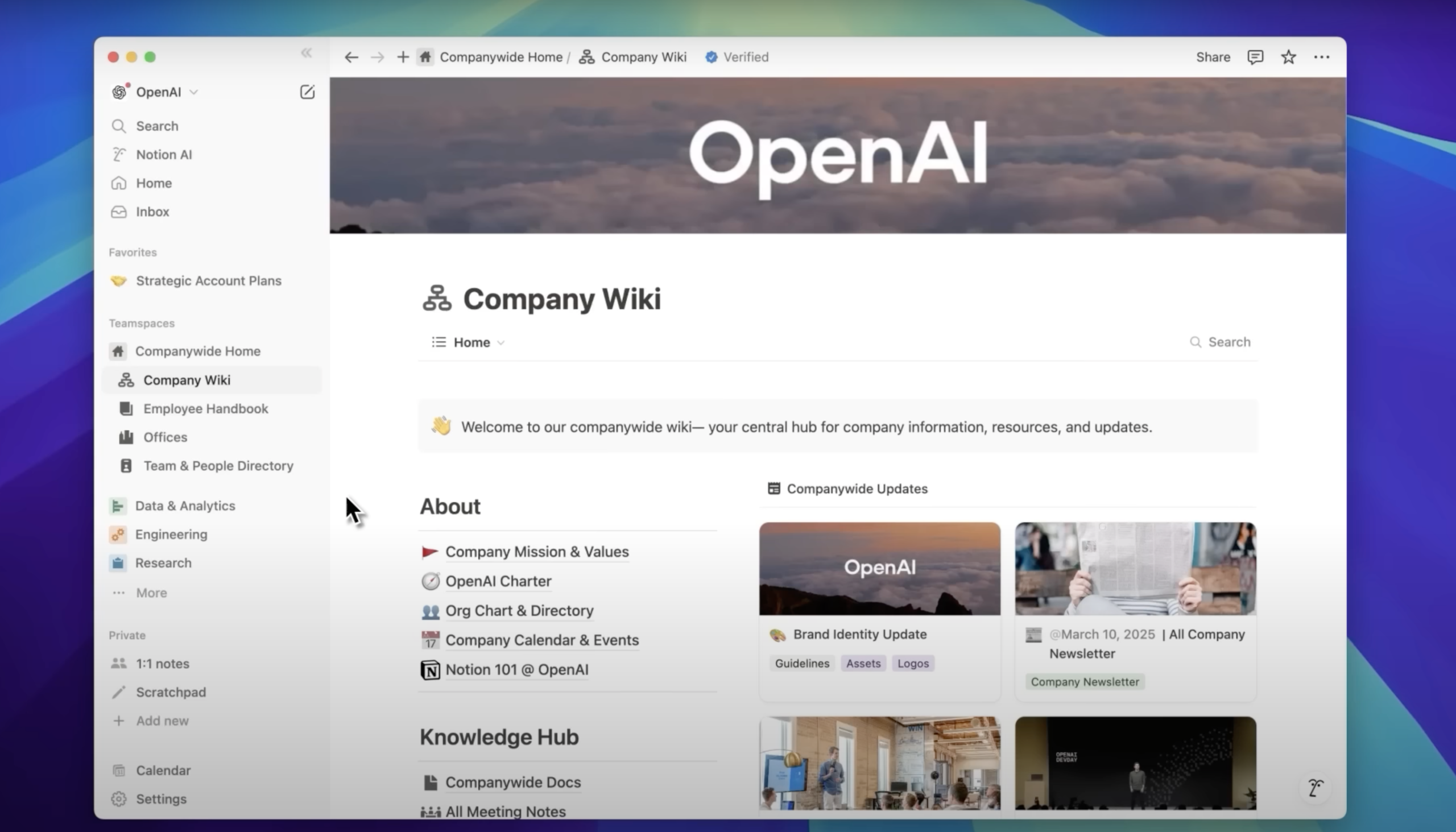 Inside OpenAI's company wiki on Notion. Image: Notion.