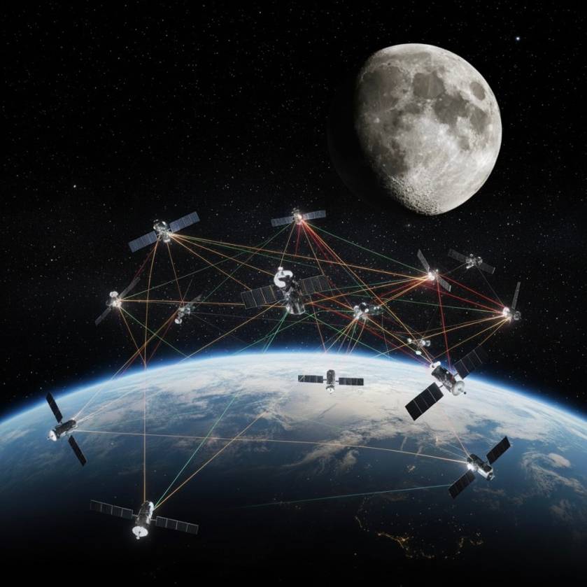 A conceptual image of a next generation laser communication network.